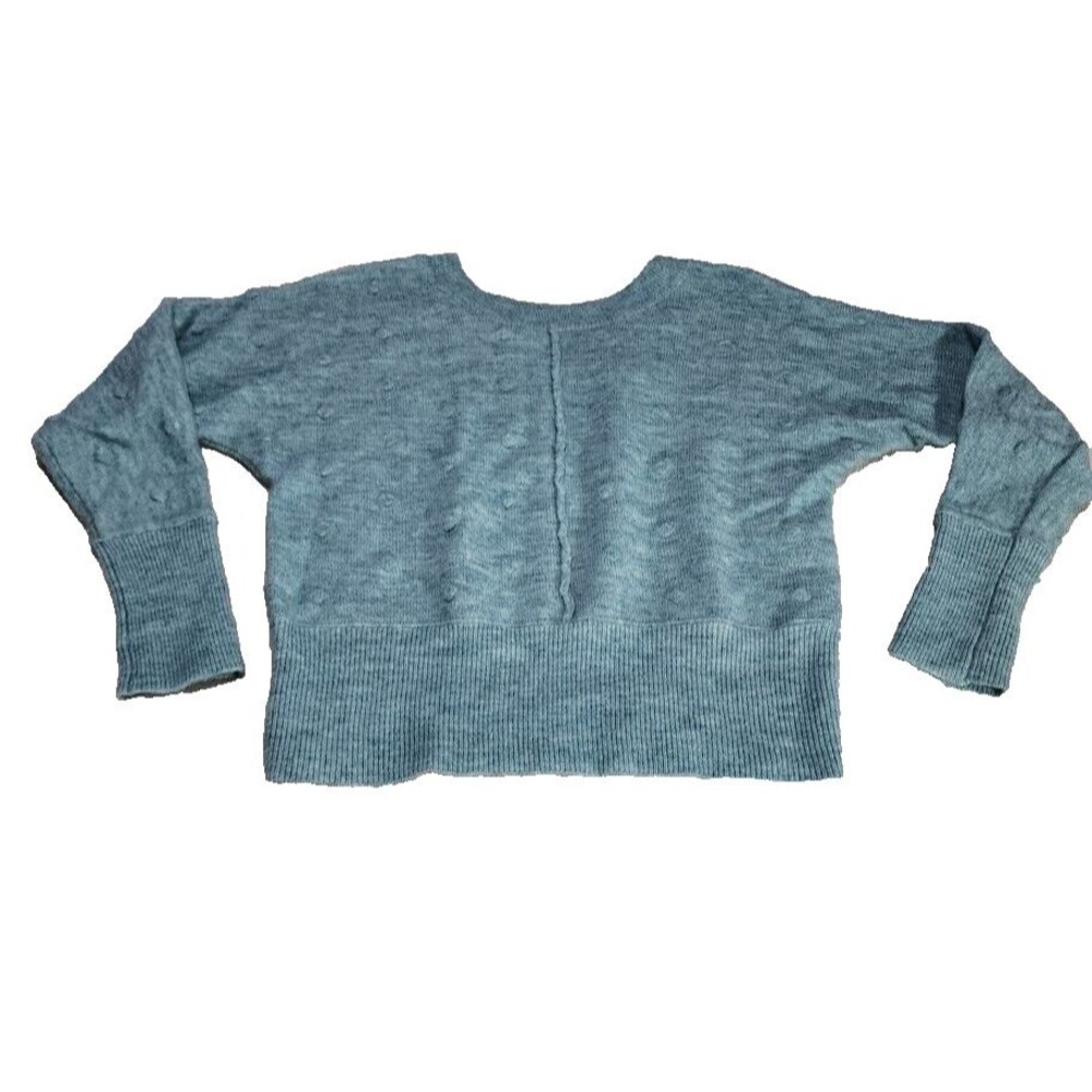 William Rast Women's Size S Cropped Long Sleeve Sweater Polka Dot Popcorn Teal
